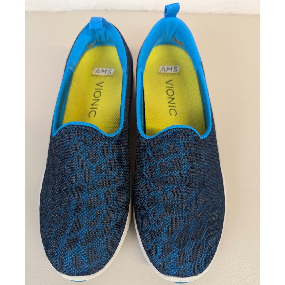 Vionic 331 Hydra Blue Slip On Sneakers AMS Orthaheel Comfort Walk Womens 8 Wide